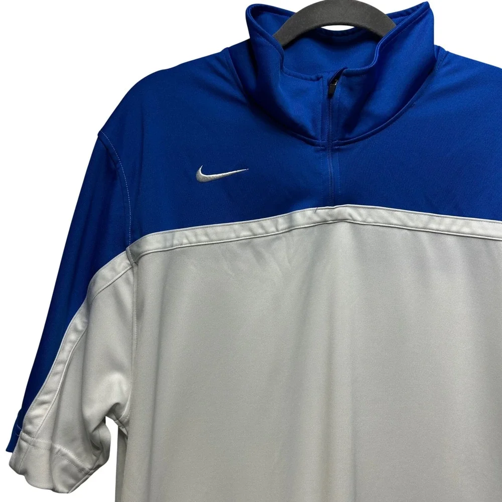 Nike Team Quarter Zip Pullover‎ Mens L Blue White Athleisure Gorpcore